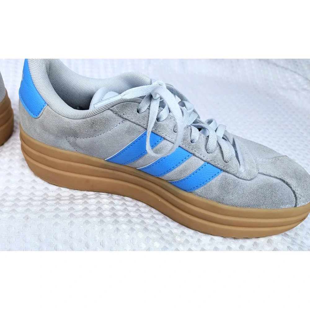 Adidas Womens VL Court Bold IH2310 Blue Gray Casual Sneakers Size 8 Platform